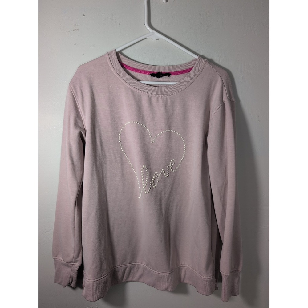 Jane and Delancey Women's  Top Heart Love Embroidery Long‎ Sleeve Size S Pink